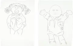 Two works: (i) Cabbage Patch Doll (Girl) ; (ii) Cabbage Patch Doll (Boy) by Andy Warhol, 1985, graphite on HMP paper, sold May 2022