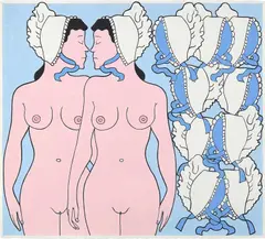 Bonnets by John Wesley, 1990, gouache on paper, sold May 2022