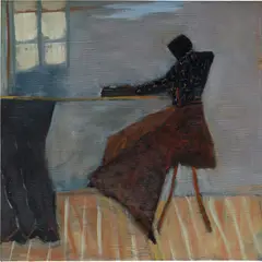 Seated Listener by Reggie Burrows Hodges, 2020, acrylic and pastel on canvas, sold May 2022