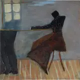 Reggie Burrows Hodges, Seated Listener, 2020, acrylic and pastel on canvas
