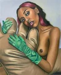 Making inoffensive magic in your house by Chloe Wise, 2018, oil on canvas, sold May 2022