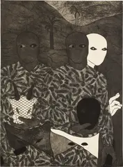 Nuestro Deber by Belkis Ayón, 1994, collograph on paper, sold May 2022