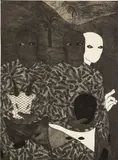 Belkis Ayón, Nuestro Deber, 1994, collograph on paper