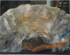 More shields by Issy Wood, 2017, oil on canvas, sold May 2022