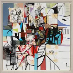 George Condo, Untitled, 2007, oil, pencil and paper collage on canvas, in artist's frame
