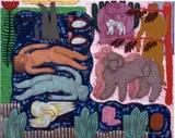 Sophie Larrimore, Lilac Wall, 2021, acrylic and water soluble crayon on unprimed linen