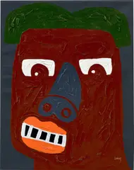 Brown Face 5 by Isshaq Ismail, 2020, acrylic on canvas, sold May 2022