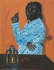 Wahab Saheed, Night After Valentine's Day, 2021, acrylic, oil, charcoal and pastel on canvas