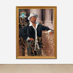 Big Daddy Kane by Kehinde Wiley, 2005, oil on canvas, in artist's frame, sold May 2022