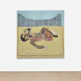 Jonathan Lyndon Chase, Man Lying in Garden Bed, 2016, acrylic and marker on cotton bed sheet