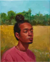 En Rosado by Raelis Vasquez, 2020, oil on canvas, sold May 2022