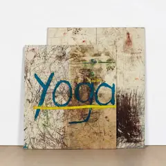 Yoga by Oscar Murillo, 2012, oil, oilstick, dirt and graphite on canvas, in 2 parts, sold May 2022