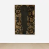 Rashid Johnson, Beyond, 2013, branded red oak flooring, black soap and wax