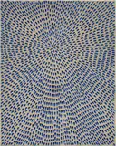 Jennifer Guidi, Infinite (Natural Sand SF #2H, Blue Fill, White Ground), 2018, sand, acrylic and oil on canvas