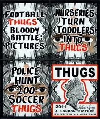 Thugs by Gilbert&George, 2011, chromogenic print, in artists' frame, in 4 parts, sold May 2022