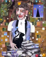Allison Zuckerman, The Craft, 2019, acrylic and archival CMYK print on canvas