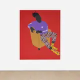 Raphael Adjetey Adjei Mayne, Untitled (Adidas series), 2020, African wax print and acrylic on unstretched canvas