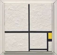 127 Composition with Yellow 1930 by Tom Sachs, 1998, duct tape on panel, in artist's frame, sold May 2022