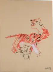 Robert Nava, Mind Inside Mind Tiger, 2019, crayon, grease pencil and pencil on paper