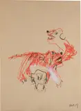 Robert Nava, Mind Inside Mind Tiger, 2019, crayon, grease pencil and pencil on paper