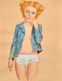 John Currin, Sentimental Woman, 1996, gouache on paper