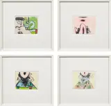 Carroll Dunham, Four works: (i) Untitled (1/31/09) ; (ii) Untitled (5/12/09) ; (iii) Untitled (2/23/09) ; (iv) Untitled (2/10/09), 2009, crayon on paper