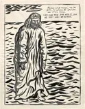 Untitled (Nearer and nearer, as He felt, to where He should see ships burn. CROSS AND HAVE DONE WITH IT, YOU ARE SAFE — AND I AM DESOLATE.) by Raymond Pettibon, 1987, ink on paper, sold May 2022