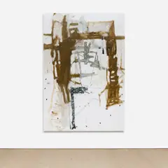 Untitled by Richard Aldrich, 2008, oil, wax, paper and almonds on linen, offered May 2022