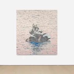 Wisconsin Cairn (Lake Flannery) by Nate Lowman, 2013, oil and alkyd on canvas, sold May 2022