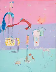 Los Pasteles by Rafa Macarrón, 2013, mixed media on canvas, sold Sep 2022