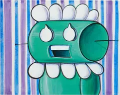 Posing Rosie by Kenny Scharf, 2009, acrylic on canvas board, sold Sep 2022