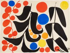 Two Black Branches by Alexander Calder, 1972, gouache and ink on paper, sold Sep 2022