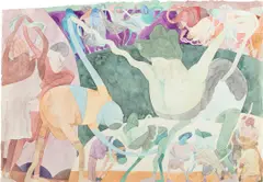 About Bows by Gladys Nilsson, 1975, watercolor, gouache and graphite on paper, sold Sep 2022
