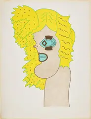 Karl Wirsum, It's Not a Crack That's Just the Way I Part My Hair, 1987, colored pencil on paper