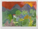 Romare Bearden, Martinique Sunset, 1976–1984, watercolor, ink and pencil on paper