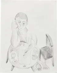 Untitled by Louis Fratino, 2020, graphite on paper, sold Sep 2022