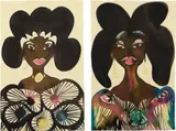 Chris Ofili, Two works: (i-ii) Untitled, 2007, watercolor and graphite on paper