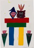 Untitled by Jordy Kerwick, 2021, oil, oil pastel and graphite on paper, sold Sep 2022