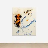 Untitled (History Painting) by Korakrit Arunanondchai, 2014, denim and inkjet on canvas, sold Sep 2022