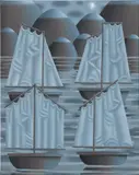 Laurens Legiers, Four Ships, 2020, oil on canvas