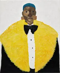 Aplerh-Doku Borlabi, Black Tie, 2020, oil, acrylic and coconut husk on canvas