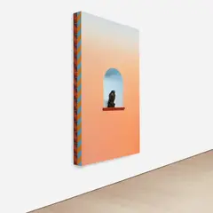 Untitled (Flat with Niche) with Maltese Falcon by Alex Israel, 2013–2014, acrylic on stucco and ceramic tiles on aluminum frame with bronze sculpture, sold Sep 2022