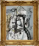 White + Grey Composition by George Condo, 1989, oil on canvas, in artist's frame, sold Sep 2022