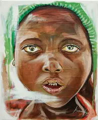 Deep Thoughts by Otis Kwame Kye Quaicoe, 2017, acrylic and newsprint collage on canvas, offered Sep 2022
