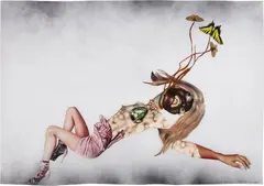 Wangechi Mutu, Death by Mariposa, 2006, ink, acrylic, paper collage and contact paper on Mylar
