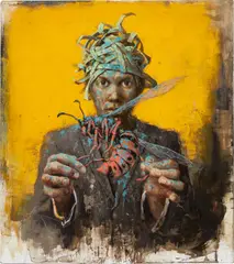 schwindet und flieht by Jonas Burgert, 2015, oil on canvas, sold Sep 2022