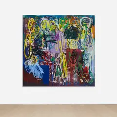 Jannis Varelas, Untitled, 2015, oil, oilstick, enamel, permanent marker, pastel, acrylic, charcoal and graphite on canvas