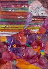 Prometheus by Alexander Tovborg, 2015, acrylic, felt, gold leaf and fabric collage on linen, sold Sep 2022