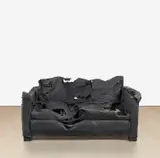 Kaari Upson, Untitled, 2012, loveseat, charcoal, Aqua-Resin and fiberglass