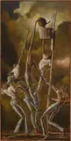 Ernie Barnes, Slam Before the Storm, 1979, acrylic on canvas, in artist's frame
